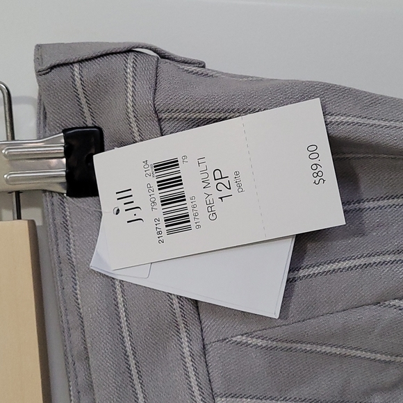 JJill Sz12P Linen-stretch Straight-leg Crops Grey Multi - Picture 4 of 9